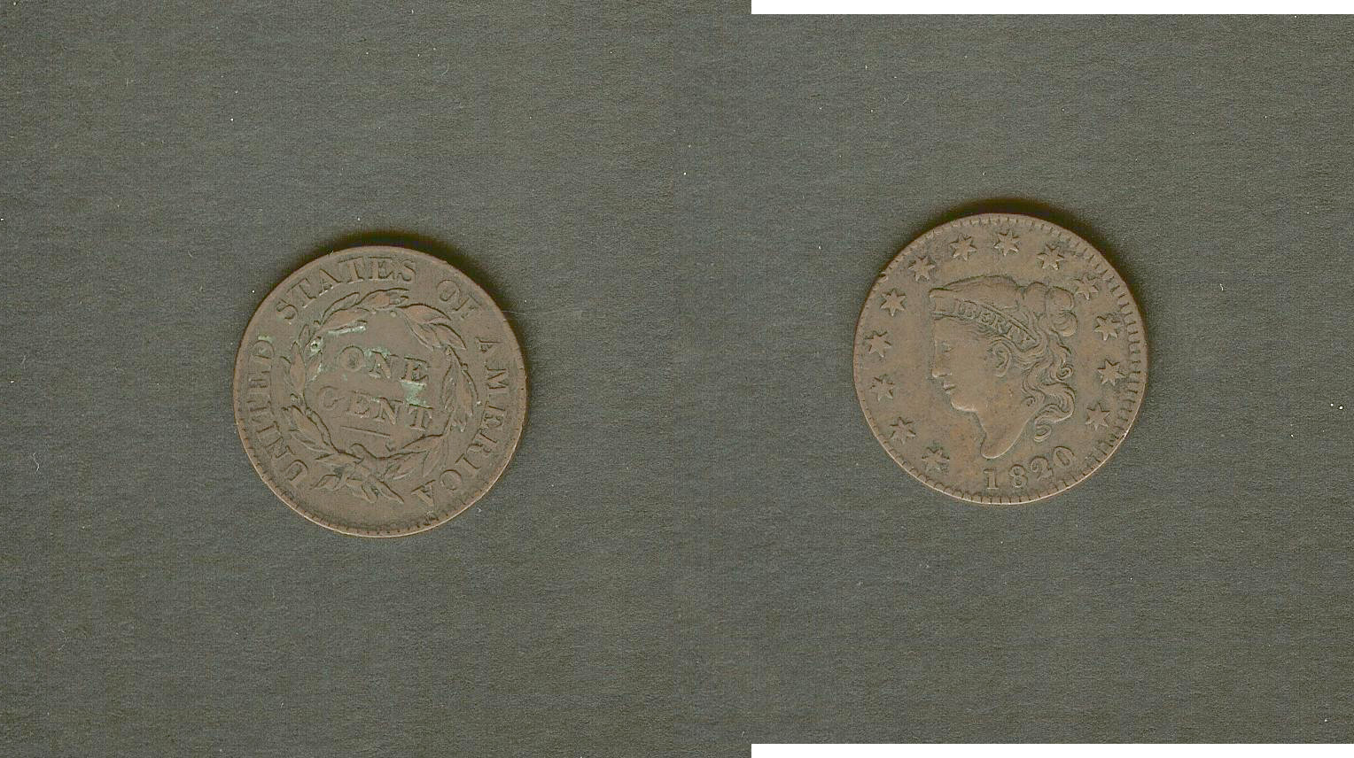 USA 1 cent matron head 1820 gVF